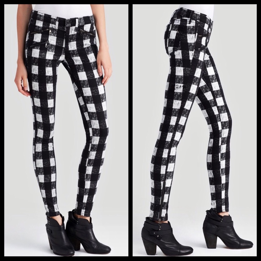 Rag and Bone black white plaid skinny jeans